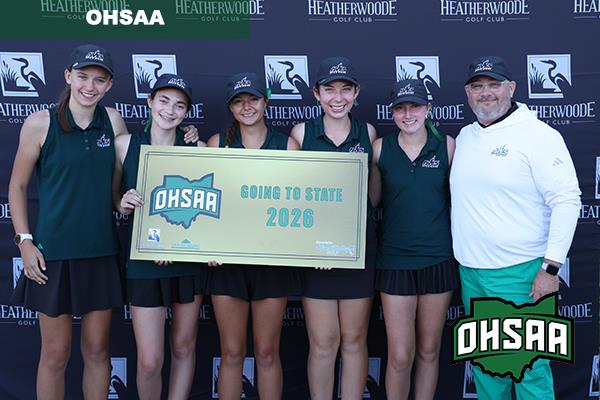 Sycamore girls golf team celebrates qualifying for the 2026 OHSAA State Championship