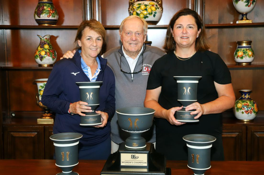 Women’s Division champions Susie Stein and Julie Tabar with Jack Nicklaus at The Bear’s Club.